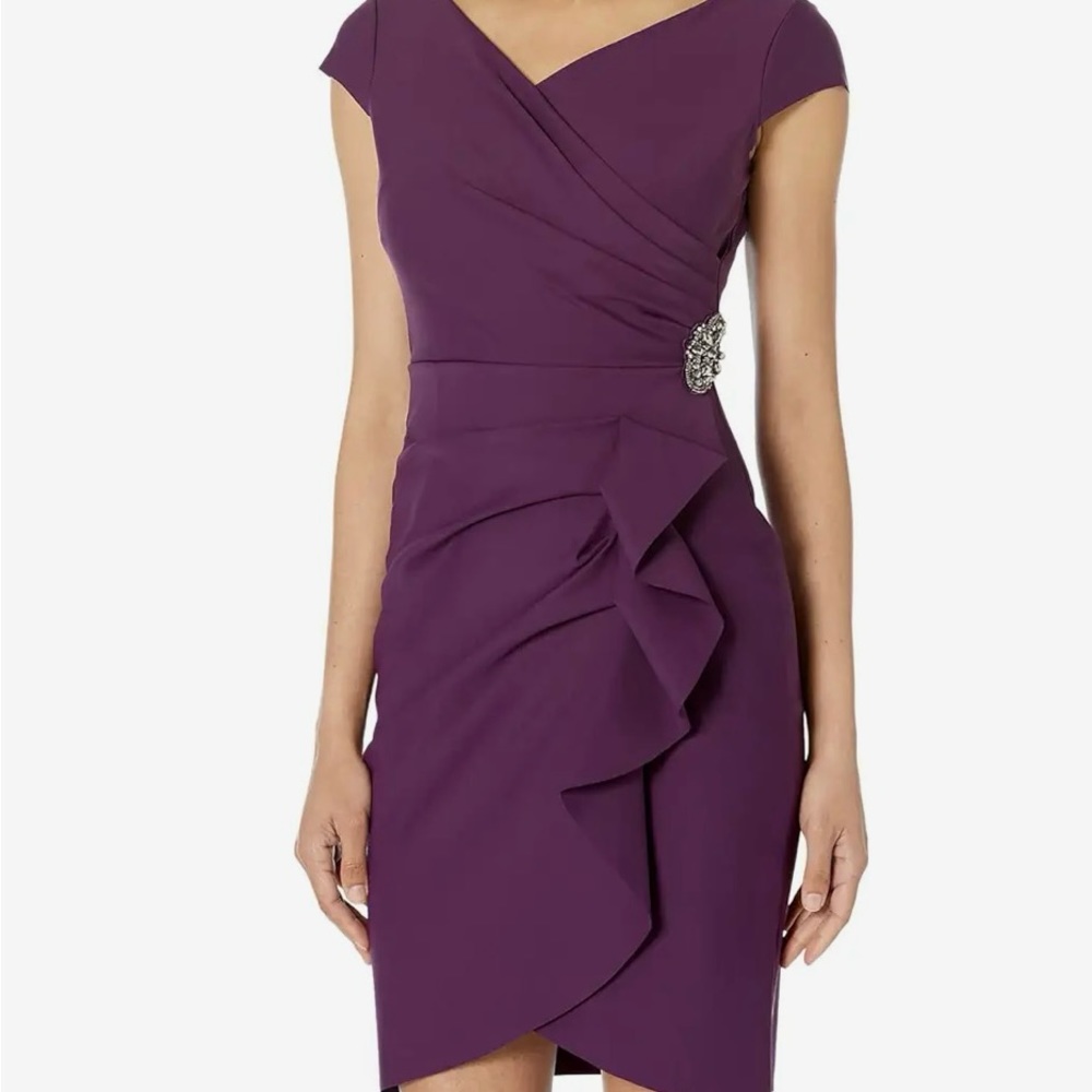 Alex Evenings Short Sheath Compression Collection Summer Plum Dress size 10